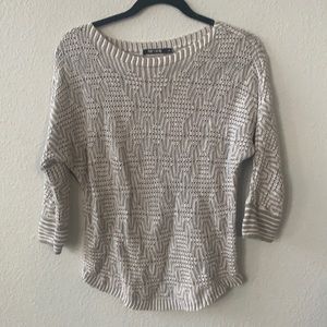 Nic + Zoe - Gray/White Knit Sweater - Size Small